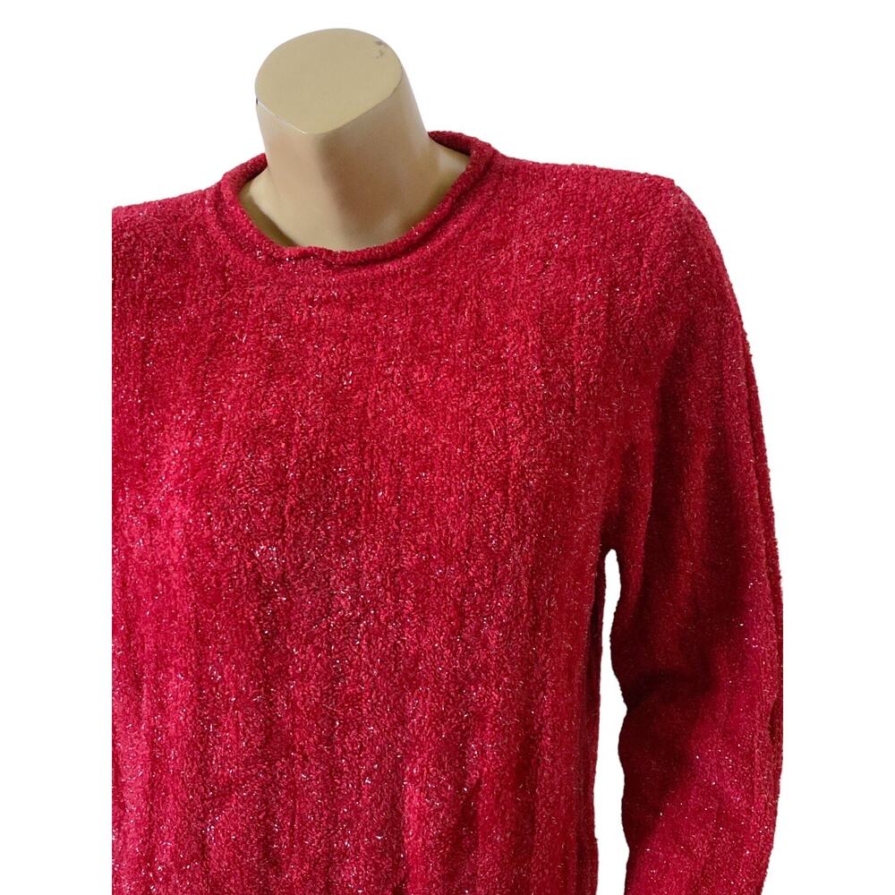 Classic Elements Sparkly Red Holiday Sweater Wome… - image 5